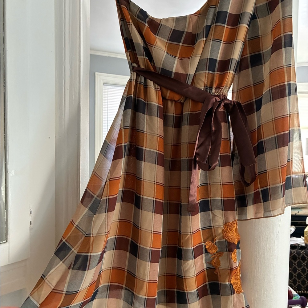 Plaid Dress with Brown Accents